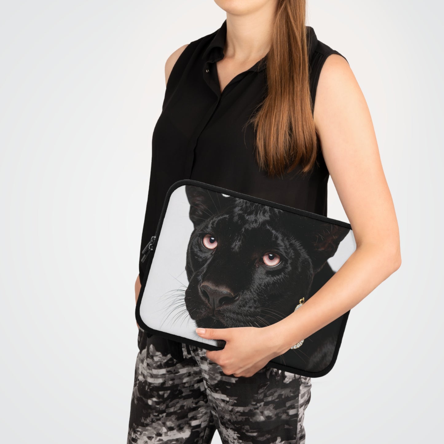 Elegant Panther Laptop Sleeve, Stylish Computer Bag, Trendy Tech Accessory 13"