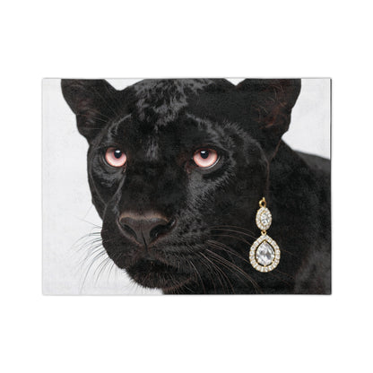 Luxurious Velveteen Microfiber Blanket with Chic Panther Design,