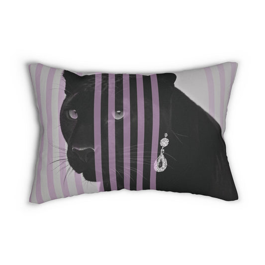 Elegant Panther Lumbar Pillow, Stylish Decor, Home Accent, Unique Sofa Cushion, Cozy Throw Pillow
